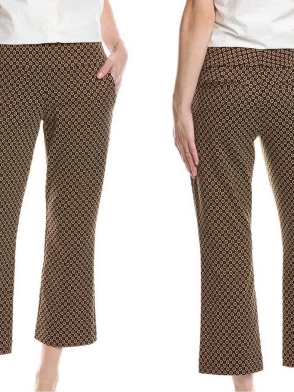 CAbi dandy popcorn Brown Patterned crop pants size small - Picture 2 of 6